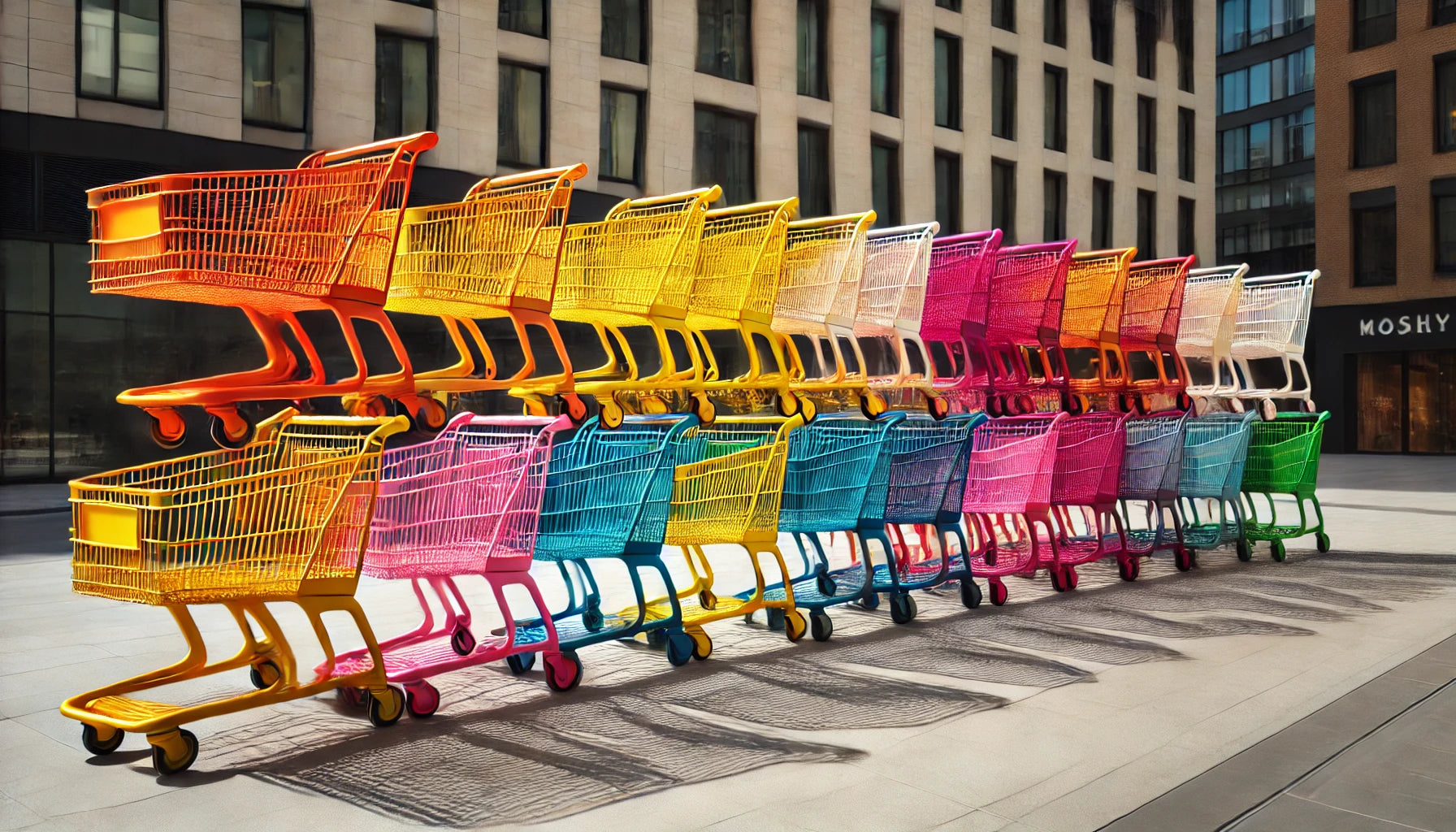 colourful shopping trolleys