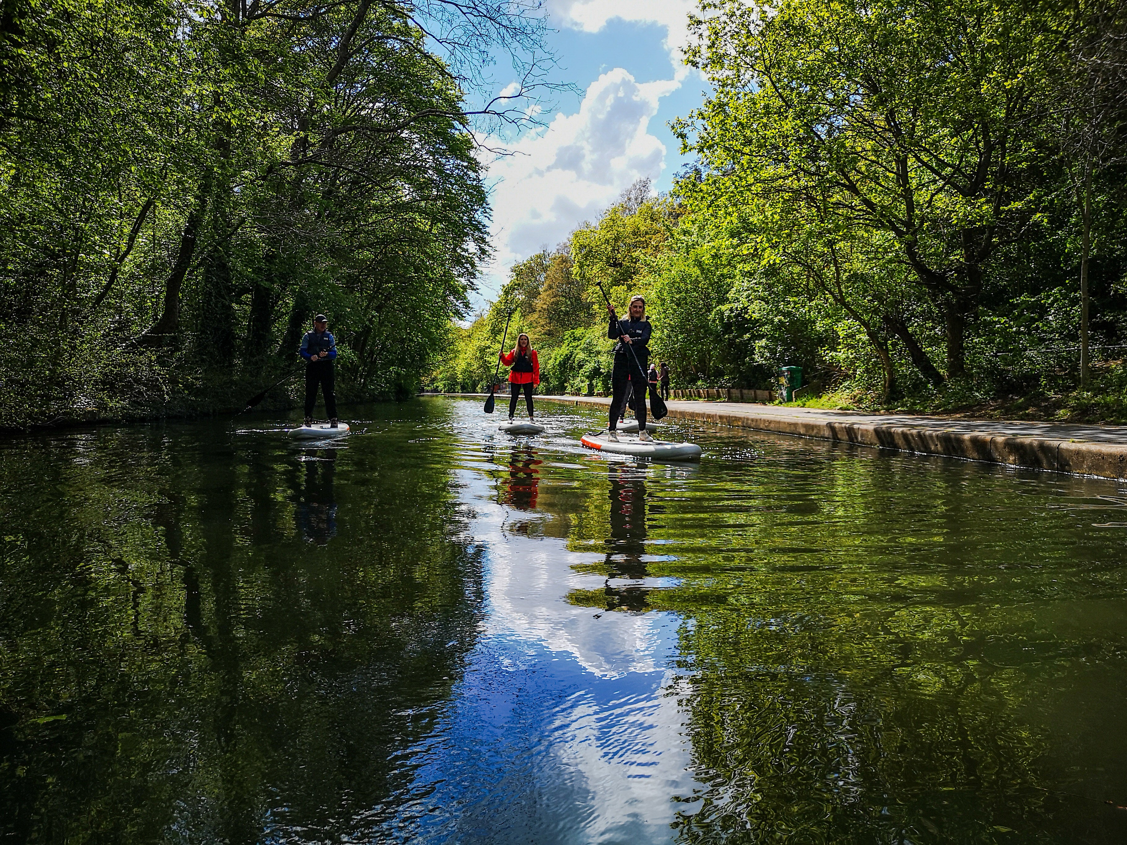 Paddleboarding down Regents Canal London